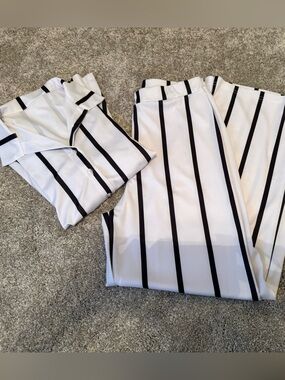 White and Navy Pinstripe 2 Piece Set